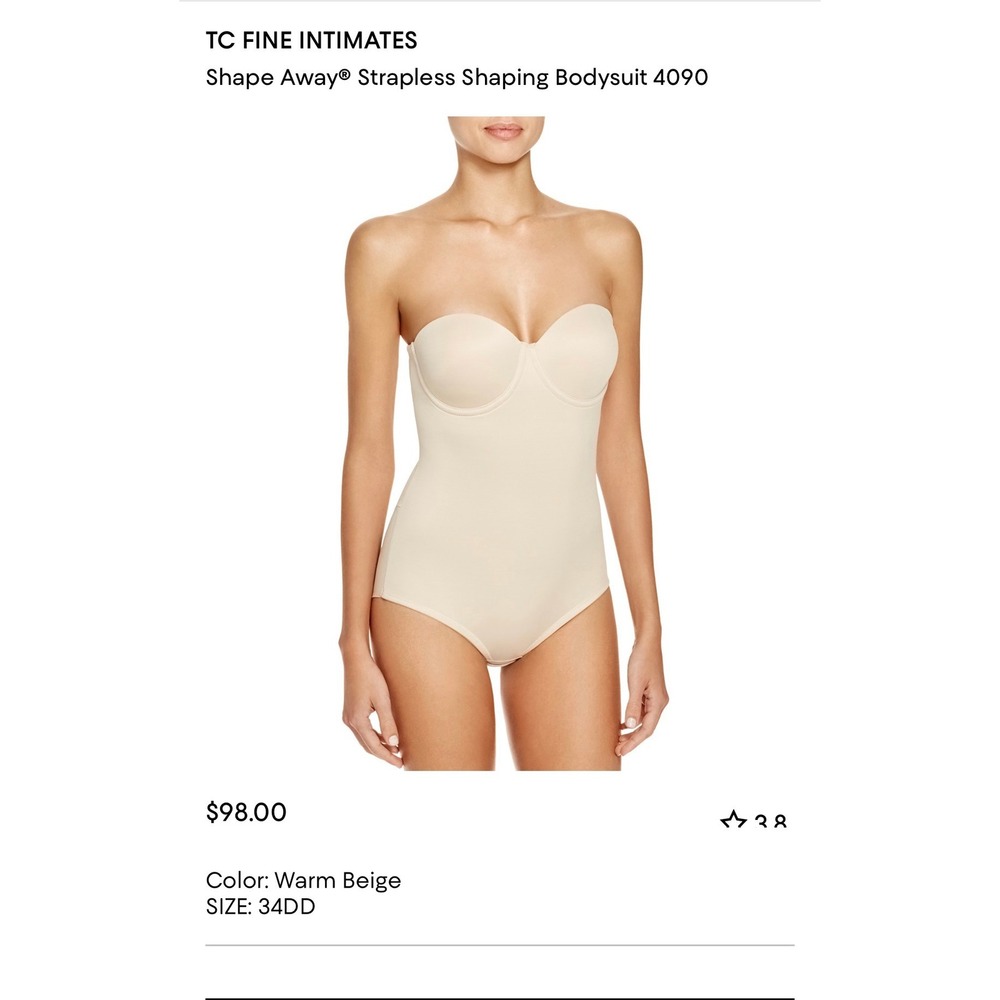 TC Fine Intimates Shape Away Strapless Shaping Bodysuit 4090 Warm Beige 34DD